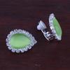Grace Jun Fashion Rhinestone Opal Silver Plated Water Drop Clip on Earrings Non Piercing Bijouterie (Green A) view 2