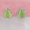 Grace Jun Fashion Rhinestone Opal Silver Plated Water Drop Clip on Earrings Non Piercing Bijouterie (Green A) view 3
