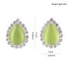 Grace Jun Fashion Rhinestone Opal Silver Plated Water Drop Clip on Earrings Non Piercing Bijouterie (Green A) view 4