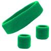 Kenz Laurenz Sweatband Set Cotton Sports Headband Terry Cloth Wristband Moisture Wicking Sweat Absorbing Athletic Exercise Basketball Wrist Sweatbands and Headbands (Green) Fits Most view 1