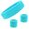 Kenz Laurenz Sweatband Set Cotton Sports Headband Terry Cloth Wristband Moisture Wicking Sweat Absorbing Head Band Athletic Exercise Basketball Wrist Sweatbands and Headbands (Teal) view 1
