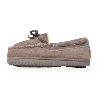 NORTY Size 13 Moccasin House Slippers for Kids- Slip-On Toddler Shoes for Boys and Girls - Suede - Runs True to Size - Grey