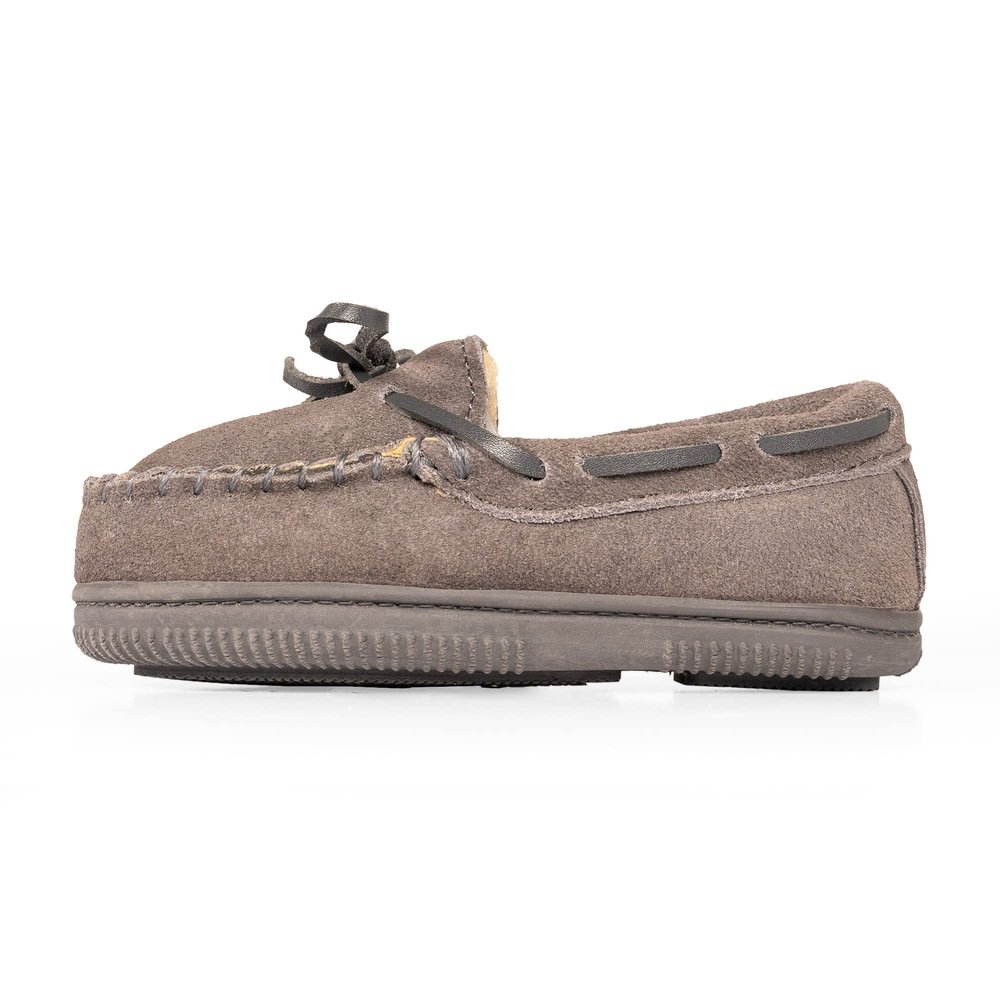 NORTY Size 13 Moccasin House Slippers for Kids- Slip-On Toddler Shoes for Boys and Girls - Suede - Runs True to Size - Grey