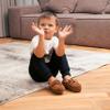 NORTY Size 1 Moccasin House Slippers for Kids- Slip-On Toddler Shoes for Boys and Girls - Suede - Runs True to Size - Chocolate view 4