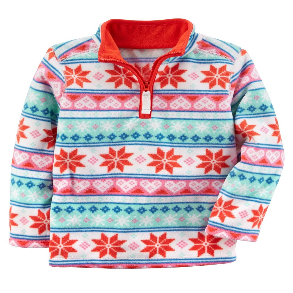 Carter's Girls Half Zip Striped Fleece Pullover Jacket (Multi-Colored Fair Isle, 6 Months)