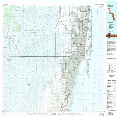 YellowMaps Miami FL topo map, 1:100000 Scale, 30 X 60 Minute, Historical, 1981, Updated 1982, 24.1 x 45.9 in - Tyvek
