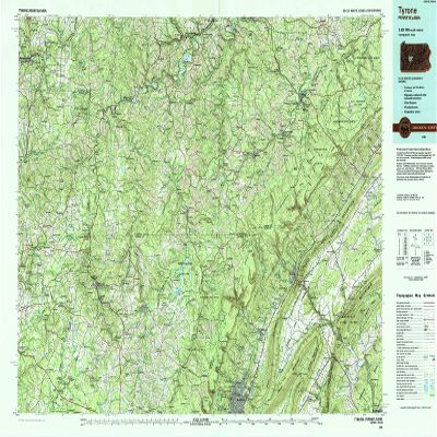 YellowMaps Tyrone PA topo map, 1:100000 Scale, 30 X 60 Minute, Historical, 1984, Updated 1985, 24.1 x 40 in - Tyvek