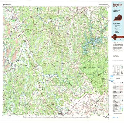 YellowMaps Beaver Dam KY topo map, 1:100000 Scale, 30 X 60 Minute, Historical, 1981, Updated 1984, 25 x 41.2 in - Tyvek