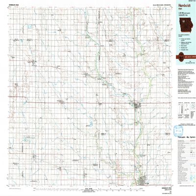 YellowMaps Humboldt IA topo map, 1:100000 Scale, 30 X 60 Minute, Historical, 1984, Updated 1992, 24.1 x 39 in - Tyvek