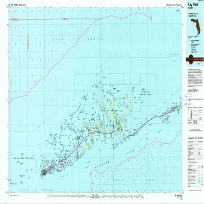 YellowMaps Key West FL topo map, 1:100000 Scale, 30 X 60 Minute, Historical, 1983, Updated 1984, 24.1 x 46.8 in - Tyvek