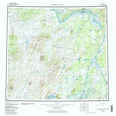 YellowMaps Kantishna River AK topo map, 1:250000 Scale, 1 X 3 Degree, Historical, 1952, Updated 1983, 22.7 x 27.1 in - Tyvek