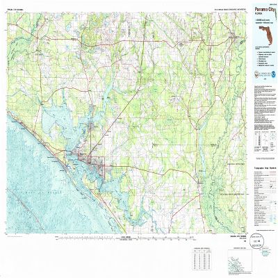 YellowMaps Panama City FL topo map, 1:100000 Scale, 30 X 60 Minute, Historical, 1981, Updated 1985, 27.6 x 44.1 in - Tyvek