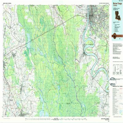 YellowMaps Baton Rouge LA topo map, 1:100000 Scale, 30 X 60 Minute, Historical, 1984, Updated 1984, 24.1 x 44 in - Tyvek
