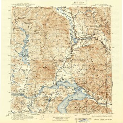 YellowMaps Priest Lake ID topo map, 1:250000 Scale, 1 X 1 Degree, Historical, 1913, Updated 1946, 20.2 x 14.3 in - Tyvek