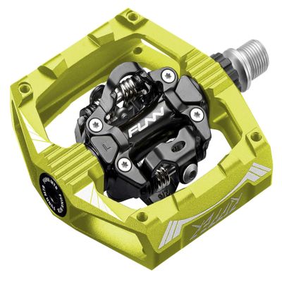 Funn Ripper Mountain Bike Clipless Pedals, Rocker Clip/Spring-Loaded Clip-in Mechanism, Compatible with SPD Cleats, 9/16" CrMo Axle Bicycle Pedals for MTB/Gravel Cycling (Green)