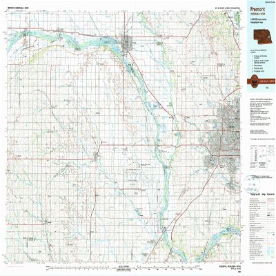 YellowMaps Fremont NE topo map, 1:100000 Scale, 30 X 60 Minute, Historical, 1982, Updated 1982, 24.1 x 39.1 in - Tyvek