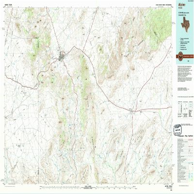 YellowMaps Alpine TX topo map, 1:100000 Scale, 30 X 60 Minute, Historical, 1985, Updated 1994, 24.1 x 44 in - Tyvek