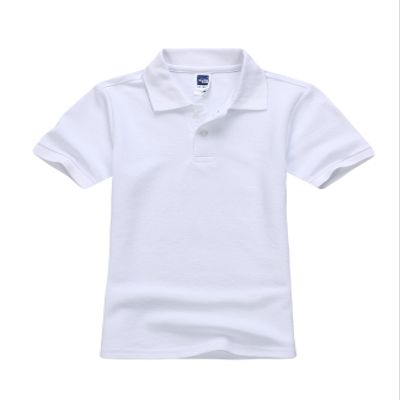 Jueshanzj Boys Polo Shirt Short Sleeve Cotton Basic Tee Pure Color Summer Tops White M(120-130cm)