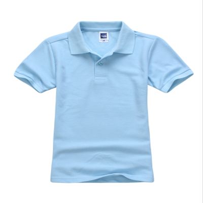 Jueshanzj Boys Polo Shirt Short Sleeve Cotton Basic Tee Pure Color Summer Tops Sky Blue L(140-145cm)