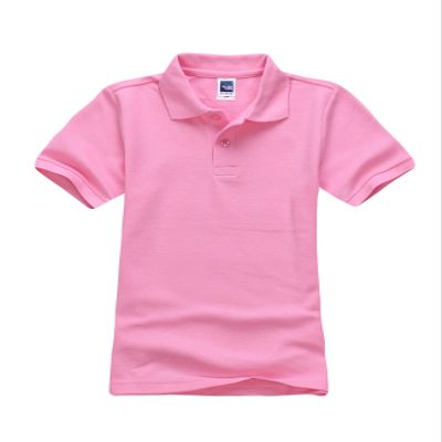 Jueshanzj Boys Polo Shirt Short Sleeve Cotton Basic Tee Pure Color Summer Tops Pink S(100-110cm)