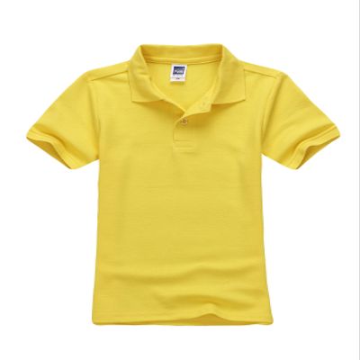 Jueshanzj Boys Polo Shirt Short Sleeve Cotton Basic Tee Pure Color Summer Tops Yellow M(120-130cm)