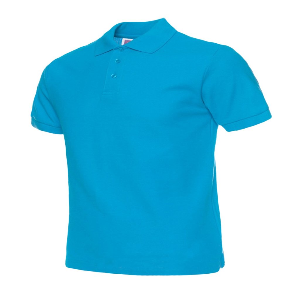 Jueshanzj Mens Polo Shirt Short Sleeve Cotton Basic Tee Pure Color Tops Lake Blue X-Small