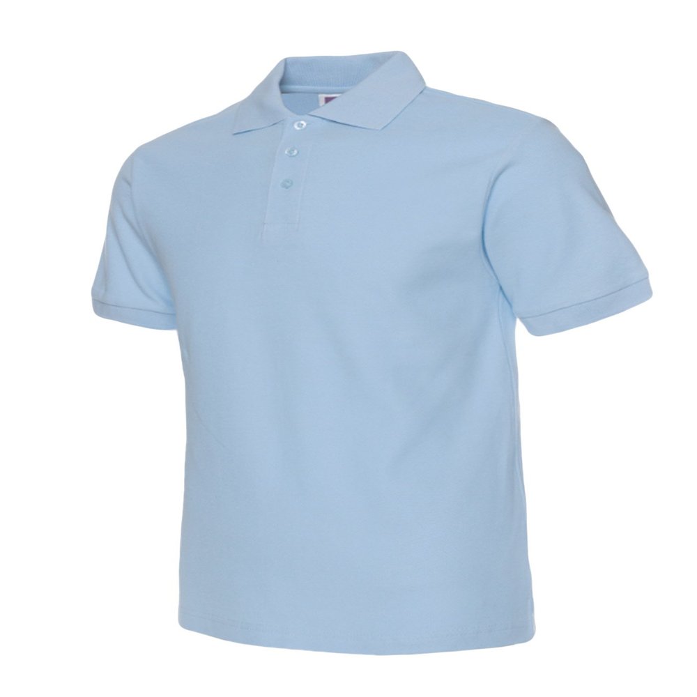 Jueshanzj Mens Polo Shirt Short Sleeve Cotton Basic Tee Pure Color Tops Sky Blue X-Large