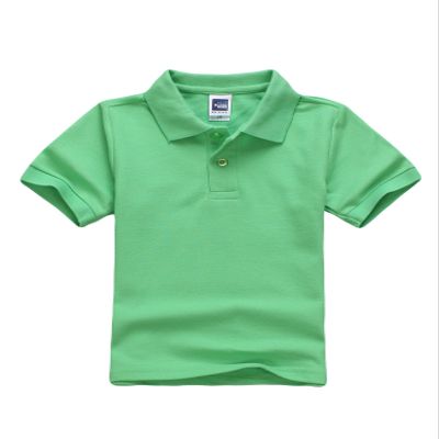 Jueshanzj Boys Polo Shirt Short Sleeve Cotton Basic Tee Pure Color Summer Tops Light Green L(140-145cm)
