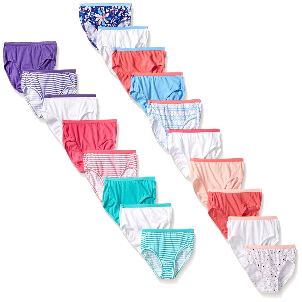 Hanes Girls' 18-Pack Brief Bundle, Assorted (Assorted, 16 (30" Wasit / 109-120 Pounds))