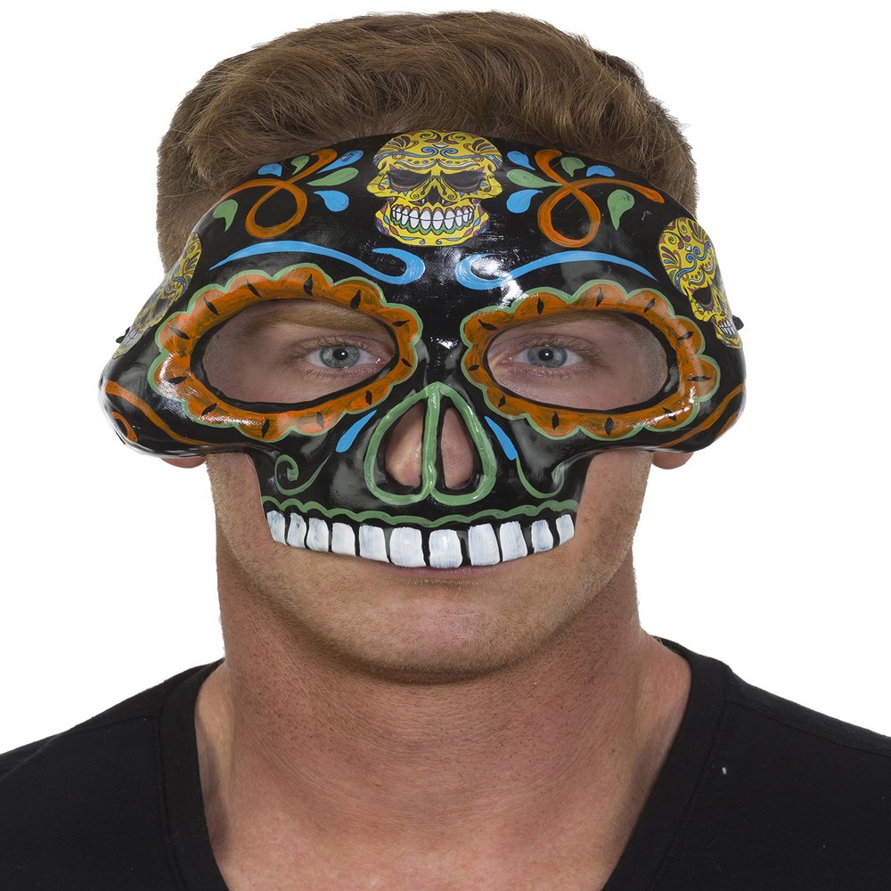 Jacobson Hat Company Men's Day of The Dead Mask 4 Adult Costume, White, Adjustable