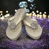 Lace Rhinestone Satin Wedge Flip Flops view 3