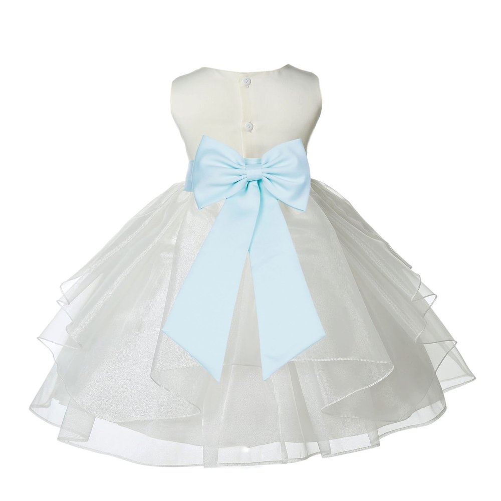 ekidsbridal Ivory Satin Shimmering Organza Flower Girl Dress Baptism 4613T 2