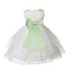 ekidsbridal Ivory Satin Shimmering Organza Flower Girl Dress Baptism 4613T 6 view 1
