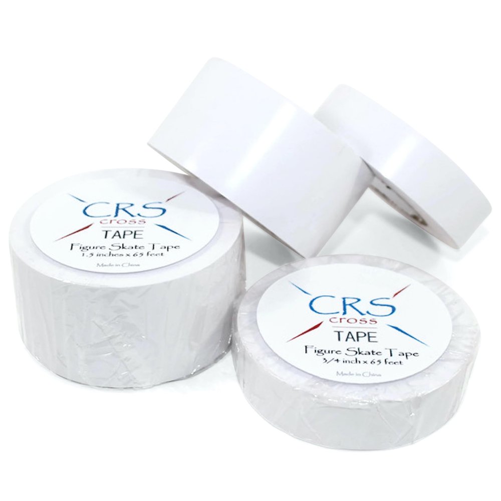 CRS Cross Figure Skate Tape. 3/4 Inch Wide White. Protection for Leather Figure Skates. White and Shiny Skate Boots - No Need for Polish. Tape Your Ice Skating Laces to Keep Them Tied Tight.