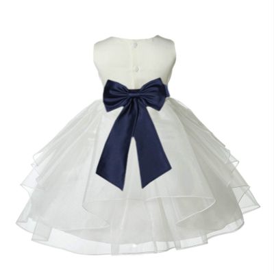 ekidsbridal Ivory Satin Shimmering Organza Flower Girl Dress Baptism 4613T 2