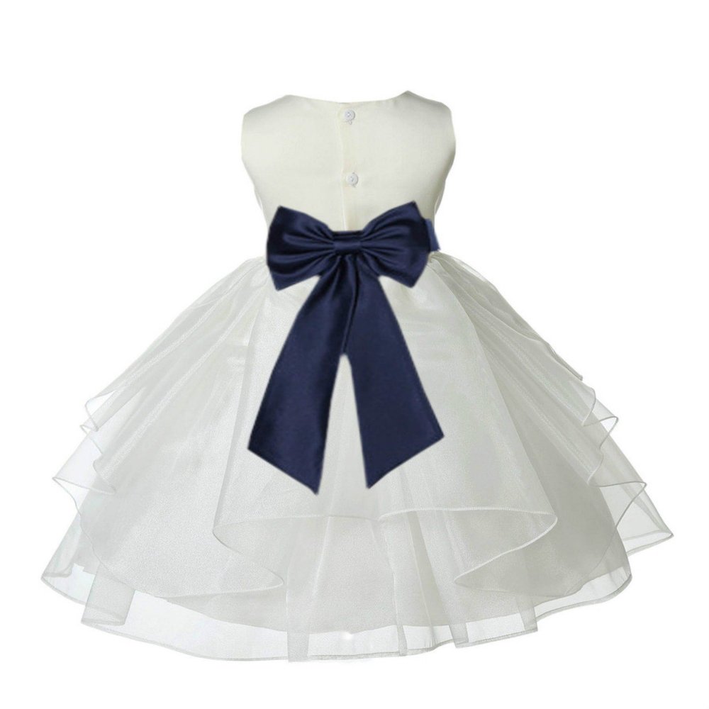 ekidsbridal Ivory Satin Shimmering Organza Flower Girl Dress Baptism 4613T 2