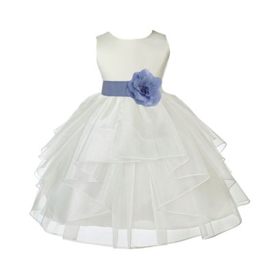 ekidsbridal Ivory Satin Shimmering Organza Flower Girl Dress Baptism 4613T 4