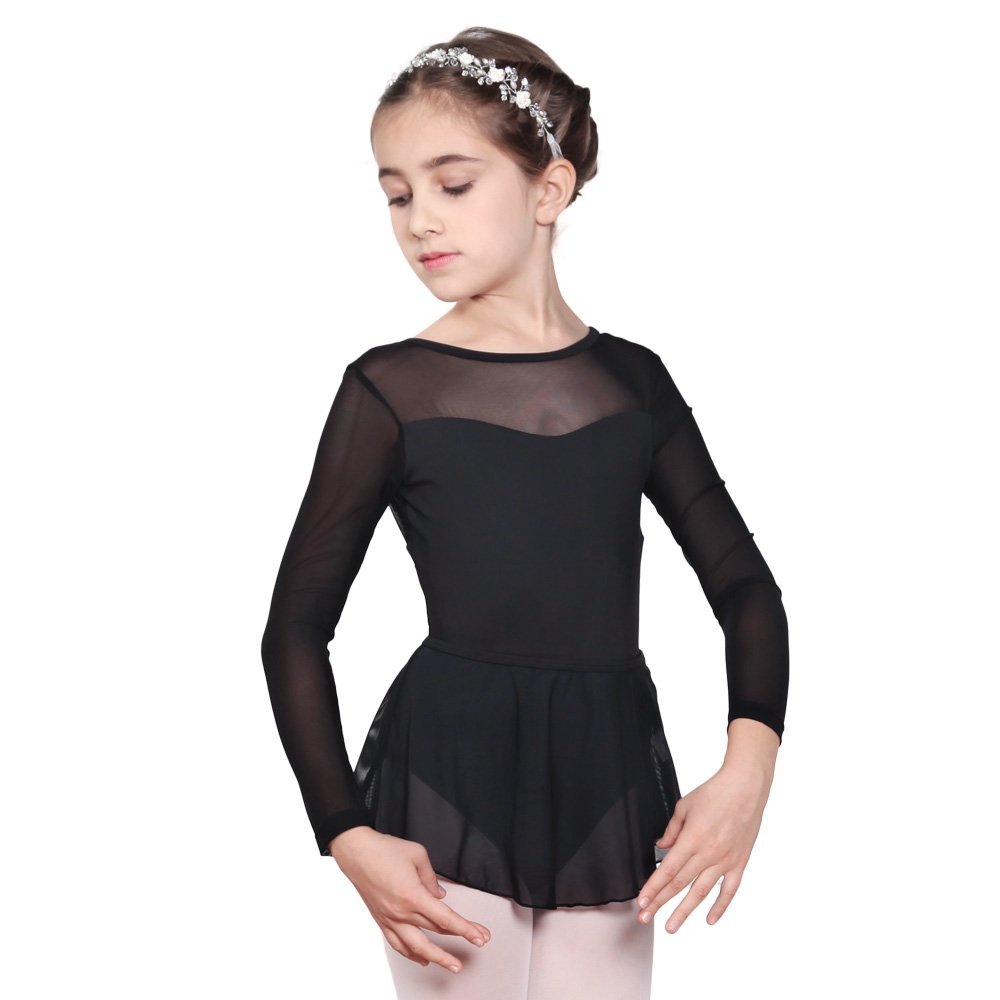 117241004 Toddler Long Sleeve Mesh Dance Leotard Ballet Leotards for Girls
