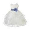 ekidsbridal Ivory Satin Shimmering Organza Flower Girl Dress Baptism 4613T 6 view 1