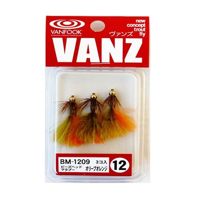 VANFOOK BM-1209 Fly Bead Head Malaboo Olive Orange
