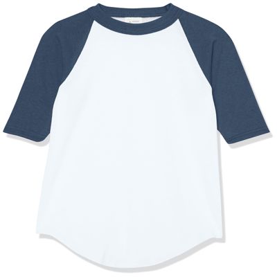 Augusta Sportswear Youth Baseball Quarter Sleeve Tee, White/Navy, Large