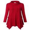 Bulotus Women's Long Sleeve Drawstring Cowl Neck Asymmetrical Hem Tunic Top with Pockets,Red,Small view 1