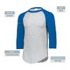 Augusta Sportswear Mens Baseball Jersey - Crew Neck, 3/4 Sleeve, Soft Cotton Blend for Practice and Game Day Wear ZP view 4
