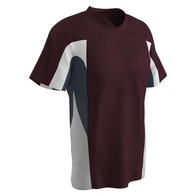 Champro Men's Standard Relief V-Neck Baseball Jersey, Maroon,Graphite,White, Adult Medium