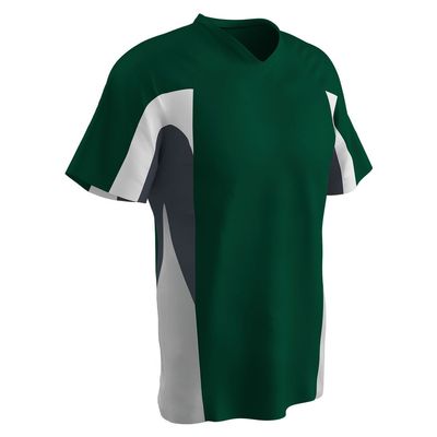 Champro Boys' Relief V-Neck Baseball Jersey, Forest Green,Graphite,White, Youth Medium