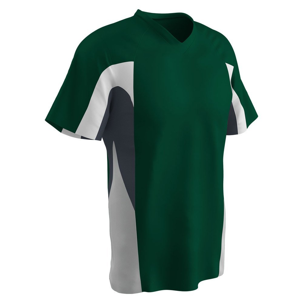 Champro Boys' Relief V-Neck Baseball Jersey, Forest Green,Graphite,White, Youth Medium