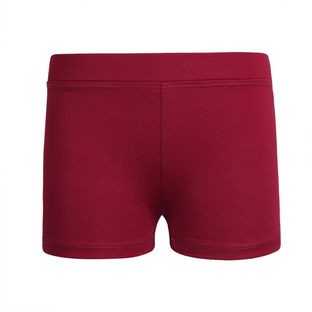 FEESHOW Girls Stretch Gymnastics Ballet Dance Booty Shorts Underwear Gym Yoga Sports Cycling Running Shorts Burgundy 10