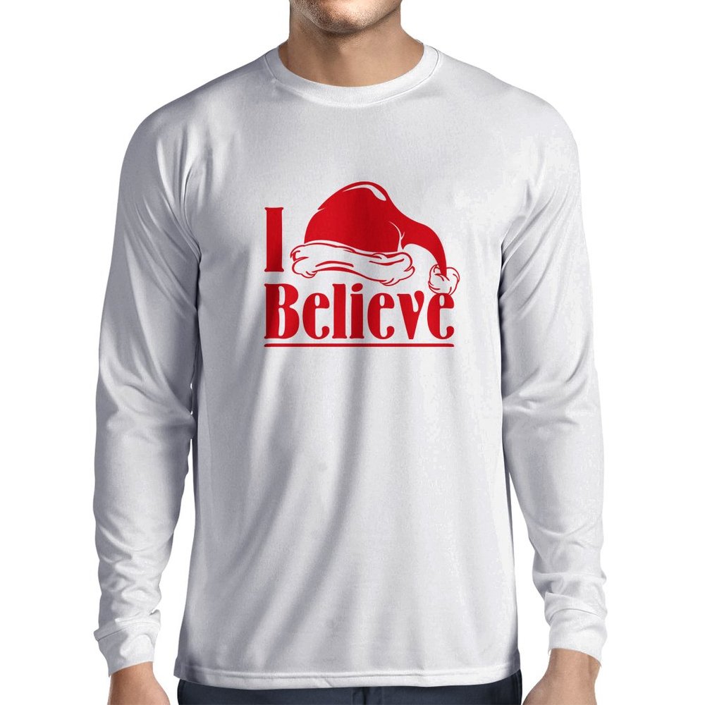 lepni.me Mens T Shirt I Believe in Santa Claus! Christmas Quote, Xmas Shirt (X-Large White Yellow)
