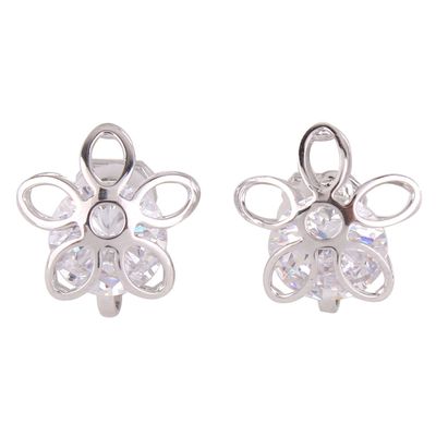 Grace Jun Fashion AAA Cubic Zircon Clip on Earrings No Pierced for Women Luxury Ear Clip Not Allergy (329Platinum)