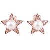 Grace Jun Luxury Bridal Cubic Zircon Five-pointed Star Clip on Earrings Non Piercing for Women Bijoux (Rose gold)